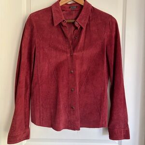 cranberry suede leather shirt jacket